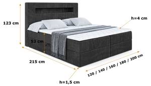 Boxspringbett  - ORGOL 2 Schwarz - Breite: 180 cm - H3