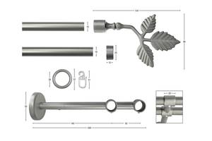 Gardinenstange Rustika 2 lfg. Silber - Breite: 180 cm