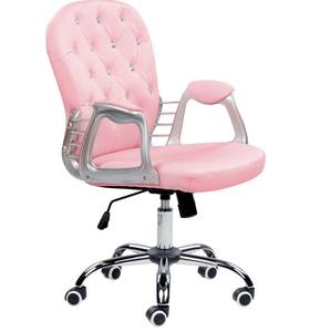 Chaise de bureau PRINCESS Noir - Rose foncé - Argenté - Hauteur : 93 cm