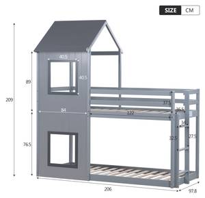 Etagenbett HomeyWoody Ⅰ Grau