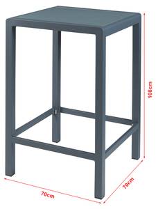 Table haute de jardin Avise Gris - Verre - Métal - 70 x 108 x 70 cm