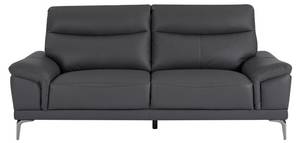 Couchgarnitur ATESSO 2er-Set Grau - Echtleder - 93 x 92 x 207 cm