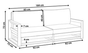 Canapé de jardin TIMOR Beige - Marron - Gris - Bois massif - 184 x 72 x 75 cm