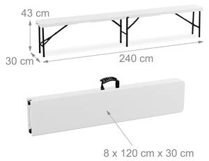 Bierbank 2er Set 240 cm Schwarz - Weiß - Metall - Kunststoff - 240 x 43 x 30 cm