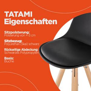 Barhocker - Tatami Schwarz - Holzwerkstoff - Metall - Kunststoff - 42 x 95 x 42 cm