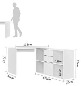 Eckschreibtisch mit Regal Der Produktive Weiß - 112 x 54 cm