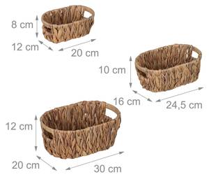 Lot de 3 corbeilles de rangement Marron - Métal - Rotin - 30 x 12 x 20 cm