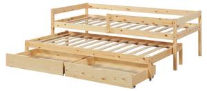 Lit enfant Sonkajärvi avec matelas Marron - Bois massif - Bois/Imitation - 96 x 69 x 206 cm