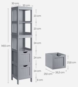 Badkommode Steve Grau - Holzwerkstoff - 30 x 142 x 30 cm