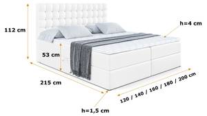 Boxspringbett - VIONE Hochglanz Weiß - Breite: 120 cm - H3