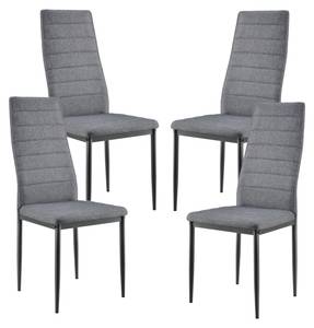 Set Table 4 Chaises Honningsvåg Noir - Métal - 60 x 75 x 120 cm