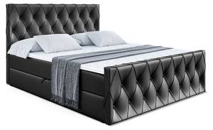 Boxspringbett - AMAY Hochglanz Schwarz - Breite: 140 cm - H3