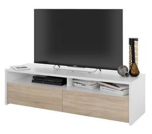 Meuble TV Kioto Blanc - Bois manufacturé - Matière plastique - 42 x 36 x 130 cm