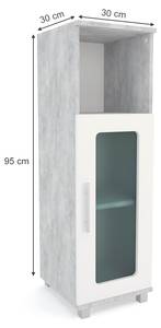 Midischrank Rayk Beton/Weiß Grau - Holzwerkstoff - 30 x 95 x 30 cm