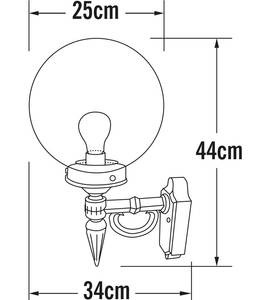 LED Außenwandlaterne Glaskugel Schwarz Schwarz