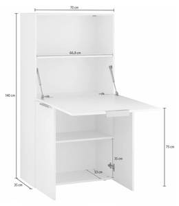 Bureau Dcambiagh Blanc - Bois manufacturé - 70 x 140 x 35 cm