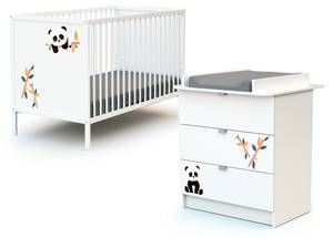 Babyzimmer Bett und Wickelkommode Schwarz - Weiß