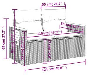 Gartensitzgruppe K4279(5-tlg) Grau - Massivholz - 69 x 62 x 85 cm