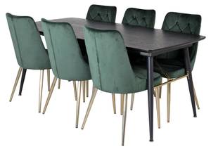 Essgruppe Gold (7-teilig) Schwarz - Massivholz - 85 x 76 x 180 cm