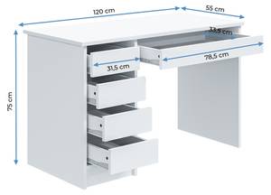 Schreibtisch Oficello Weiß Schubladen Weiß - Holzwerkstoff - 120 x 75 x 55 cm