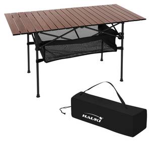 Campingtisch aus Aluminium Schwarz - Braun