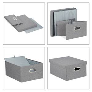6 x Aufbewahrungsbox mit Deckel grau Grau - Metall - Papier - Textil - 35 x 21 x 42 cm