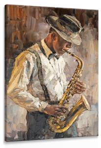 Leinwandbild SAXOPHONIST Malerei Retro 60 x 90 x 90 cm