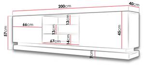 TV-Lowboard Qiu 200 mit LED Weiß