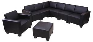 Couch-Garnitur Lyon 6-2 Schwarz - Kunstleder - 288 x 76 x 216 cm