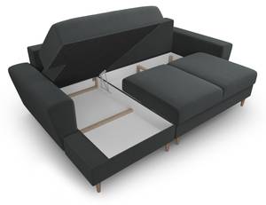 Schlaf-Ecksofa + Box MOGHAN 4 Sitzplätze Schiefergrau