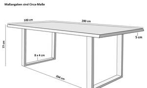 Esstisch CALI Akazie Dekor - Braun - 280 x 100 cm - Silber