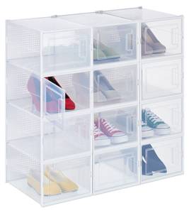 12er Pack Schuhboxen transparent Weiß - Kunststoff - 25 x 20 x 35 cm