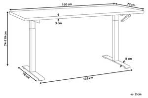 Table à hauteur ajustable DESTIN III Blanc - Largeur : 160 cm