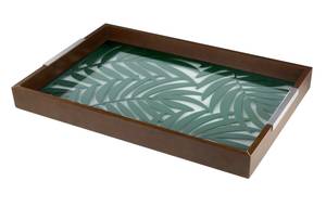 Plateau Motif Vert Marron - En partie en bois massif - 32 x 5 x 47 cm