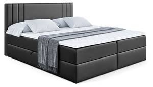 Boxspringbett IDRIKO Hochglanz Schwarz - Breite: 140 cm - H3