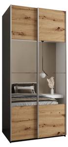 Armoire Lux 4 Noir - Imitation chêne - Argenté - Largeur : 120 cm