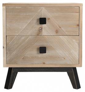 Nachttisch mit 2 Schubladen Beige - Holz teilmassiv - 36 x 54 x 48 cm
