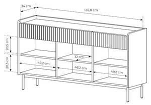 Sideboard LIWELO Grau - Holzwerkstoff - 153 x 83 x 38 cm