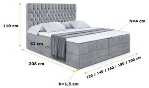 Boxspringbett DAISY Grau - Breite: 200 cm - H3