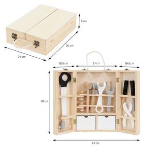 Werkzeugkasten aus Holz für Kinder Braun - Massivholz - 30 x 8 x 42 cm