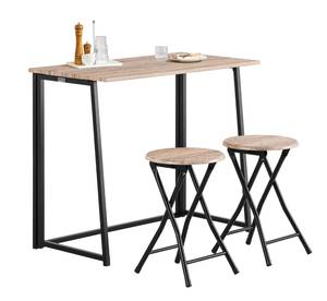 Esstisch + 2 x Hocker OGT18-N Braun - Holzwerkstoff - 90 x 74 x 45 cm