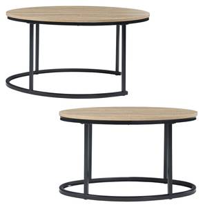 Satztisch Niederlande 2er Set Schwarz - Braun - Holzwerkstoff - Metall - 60 x 45 x 90 cm