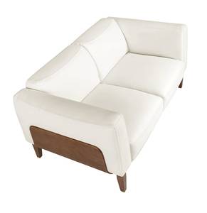 Canapé 2 places rembourré en cuir blanc Blanc - Cuir véritable - Textile - 159 x 77 x 92 cm