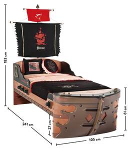 Schiffbett Pirate Braun - Holzwerkstoff - 105 x 183 x 241 cm