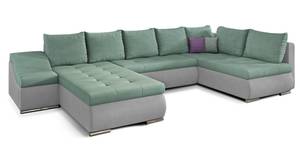 Ecksofa GIOVAN Blau - Grau - Ecke davorstehend links - Schlaffunktion davorstehend links