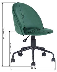 Chaise de bureau en velours vert Vert - Textile - 63 x 95 x 56 cm