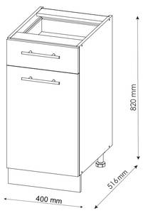 Küchenunterschrank Fame-Line 38322 Hochglanz Weiß - Sonoma Eiche Trüffel Dekor - 40 x 82 x 51 cm