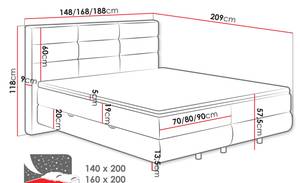 Boxspringbett Symphony Ecru - Breite: 148 cm