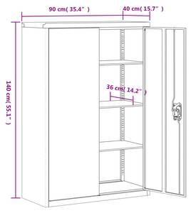 Aktenschrank 299865-2 Dunkelgrau - Hellgrau - Höhe: 140 cm