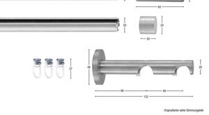Gardinenstange Easy 2 lfg. Hochglanz Hellgrau - Breite: 110 cm